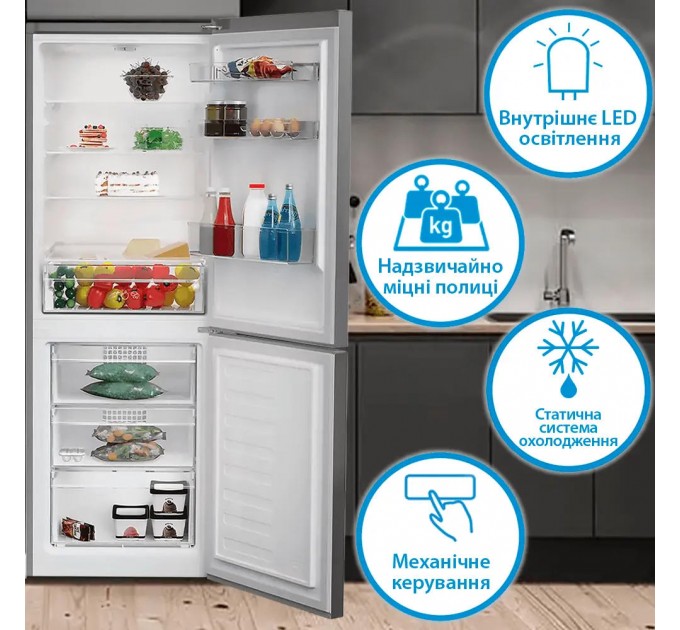 Холодильник Indesit с нижн. мороз., 173.6x60х65.2, холод.отд.-209л, мороз.отд.-113л, 2дв., А+, ST, серебристый