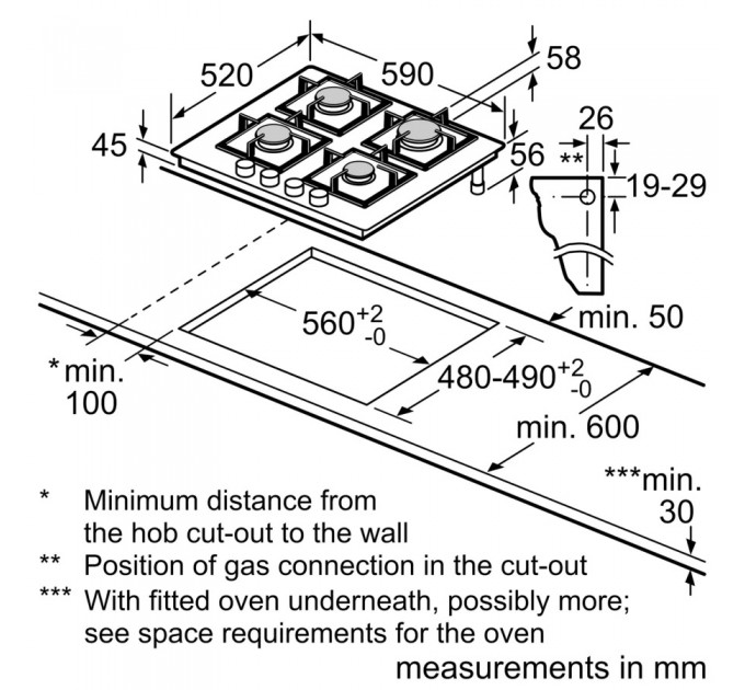 Варильна поверхня Bosch газова на склі, 60см, чавун, білий