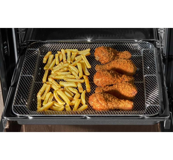 Плита Hansa комби, 65л, 50x60см, дисплей, конвекция, чугун, белый