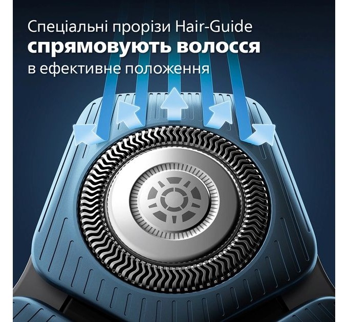 Бритва електр. Philips Series 7000 роторная, 9Вт, бритв.головок-3, Li-Ion, сух.+влажн., триммер, чехол, Bt., серо-синий