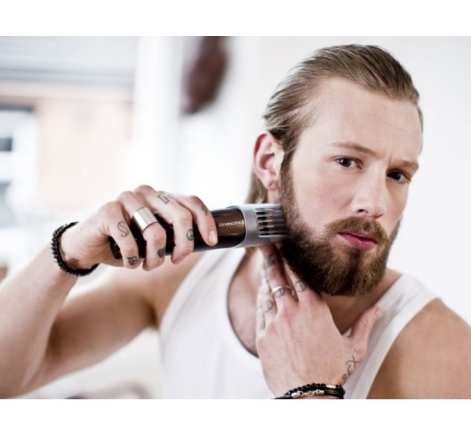 Триммер Remington Beard Kit для бороды и усов, акум., насадок-2, ножницы, щетка в компл., титан.напыл., коричневый