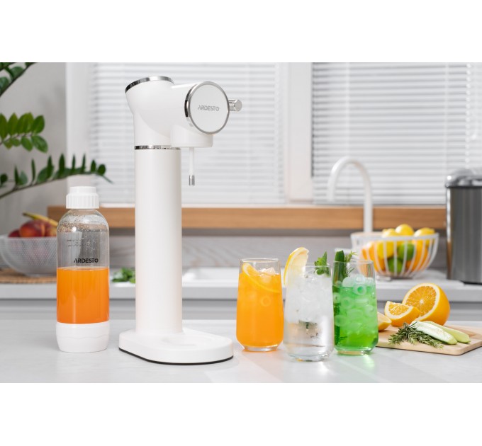 Сифон для газирования воды ARDESTO, подключение баллона-резьба, бутылка 1л, рычаг, белый