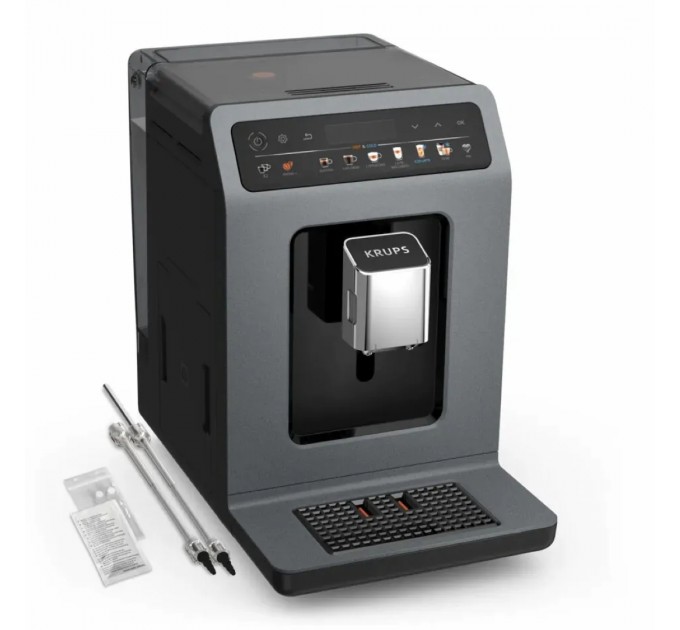Кофемашина Krups Evidence Hot & Cold 2.3л, зерно, автомат.капучинатор, OLED диспл, авторецептов - 18, серо - черный