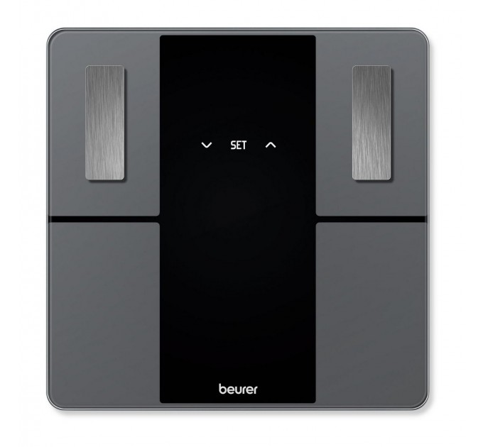 Ваги Beurer підлогові, 180кг, підкл. до смартфону, сенс. керування, AAAx3 в комплекті, скло, чорний