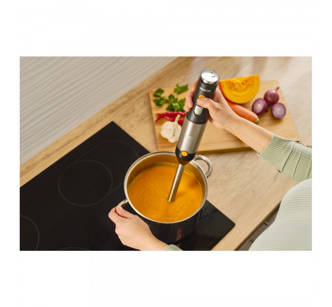 Блендер Sencor заглибний 1200Вт, 5в1, чаша-800мл, спінювач молока, чорний