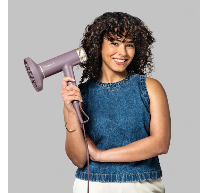 Фен Remington AIRvive, 1600Вт, режимов-3, дифузор,иониз-я, хол. обдув, фиолетово-золотой