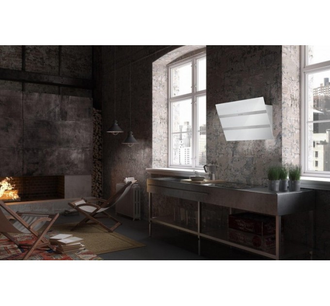 Витяжка Faber похила, 55см, 1219м.куб/год, Steelmax Ev8 Led Wh A55, білий/нерж