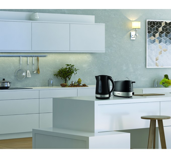 Электрочайник Gorenje, 1,7л, пластик, черный