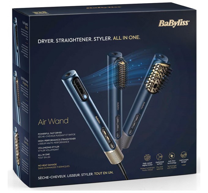 Стайлер Babyliss Air Wand, 1600Вт, темп.режимов-3, подвійна іонізація, 2 насадки, синій