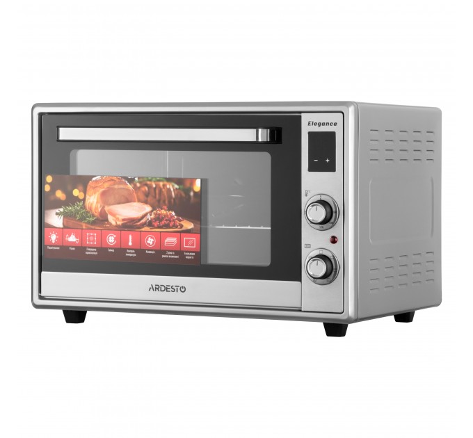 Піч електрична ARDESTO Elegance, 60л, 2000Вт, електр., конвекція, подвійне скло, рожен, сірий