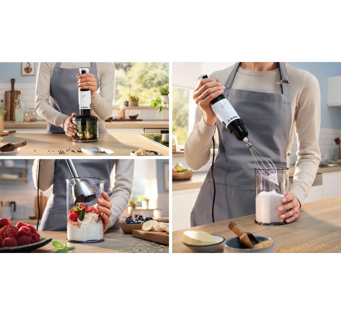 Блендер Bosch заглибний 600Вт, подрібнювач, вінчик, білий