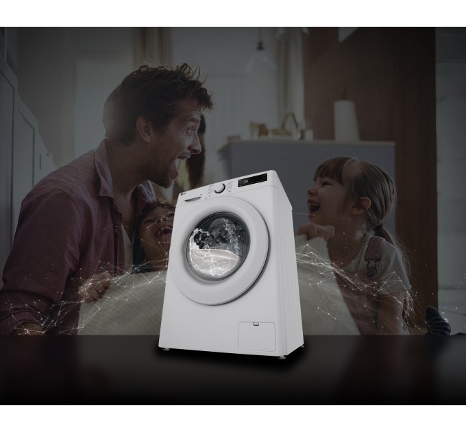 Стиральная машина LG фронтальная, 8кг, 1200, A, 48см, дисплей, пар, инвертор, белый