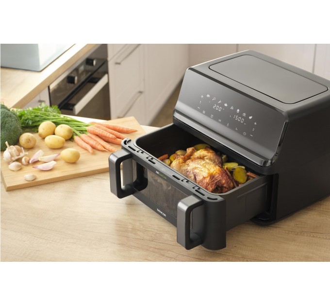 Мультипіч Sencor Dual Vita Fryer, 2700Вт, чаша-4.5+4.5л, сенсорне керув., 2 чаши, гриль, пластик, чорний