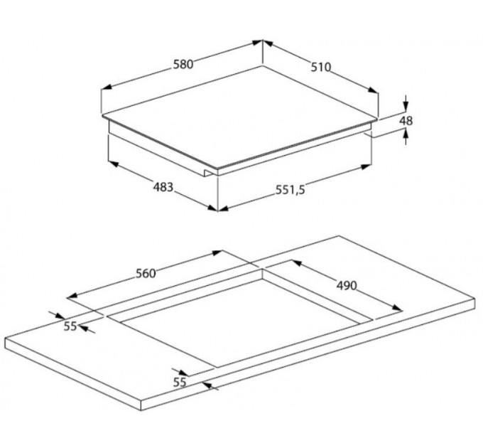 Варильна поверхня Beko індукційна, 60см, розширена зона, чорний