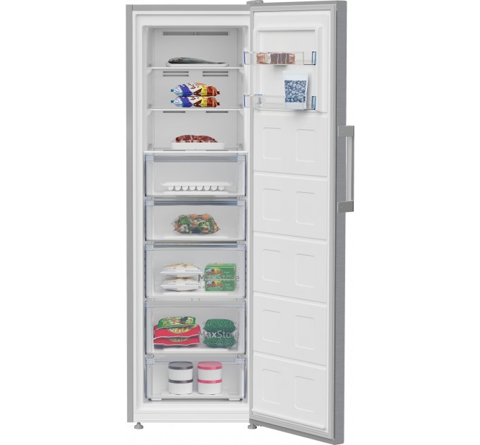 Морозильная камера Beko, 187x60x71, 286л, 1дв., E, NF, нержавейка