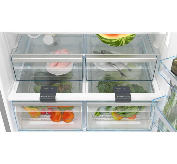 Холодильник Bosch с нижн. мороз., 186x86x81, xолод.отд.-479л, мороз.отд.-152л, 2дв., D, NF, дисплей, нерж