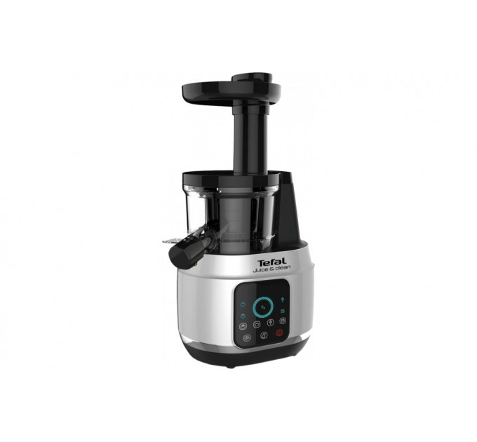 Соковыжималка Tefal Juice&Clean шнековая 150Вт, чаша-0.8л, жмых-0.8л, пластик, серебристо-черный