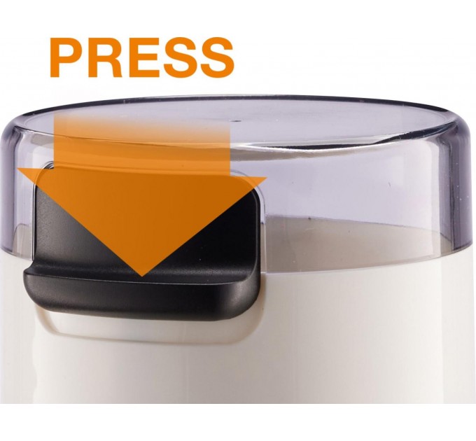 Кавомолка Gorenje роторна 150Вт, об'єм зерен-45г, 3 ступеня помолу, пластик/метал, білий