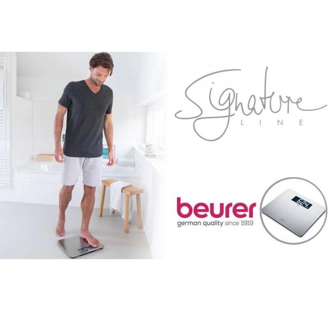 Весы Beurer напольные, 200кг, толщина 8мм, аnti-fingerprint, AAAx3 в компл, стекло/сталь, серый