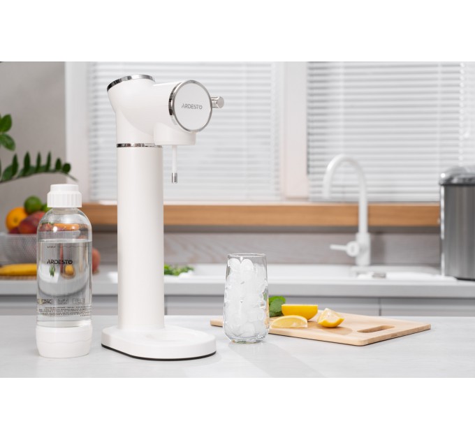 Сифон для газирования воды ARDESTO, подключение баллона-резьба, бутылка 1л, рычаг, белый