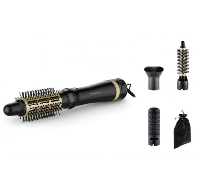 Фен-щетка Rowenta Express Style, 800Вт, режимов-3, иониз-я, хол. обдув, керамика, турмалин, черно-золотой