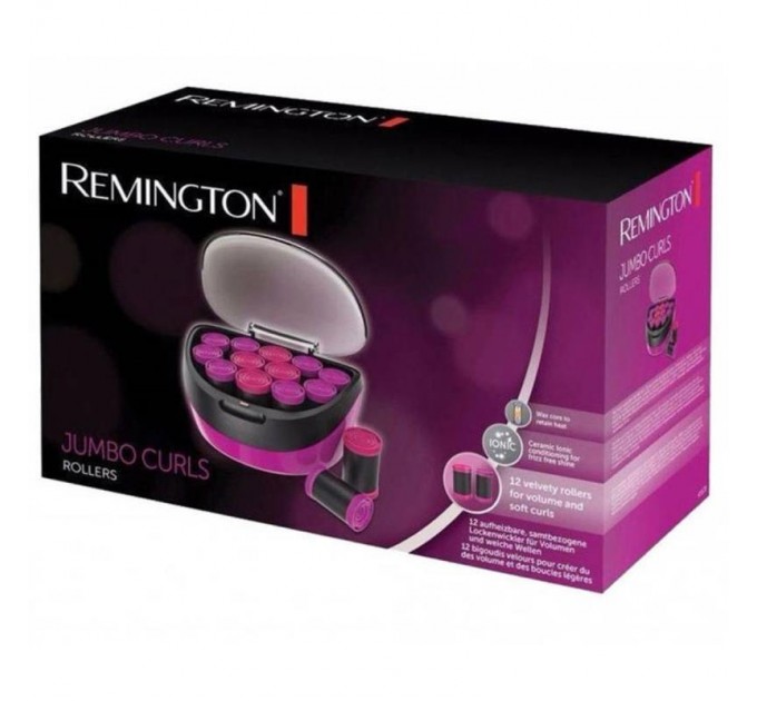 Бигуди термо Remington Jumbo Curls, 600Вт, D-36, 41mm, 12шт, ионизация, кондиционирование, розовый
