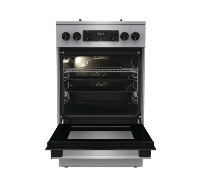 Плита Gorenje комби, 70л, 50x60см, дисплей, чугун, нерж