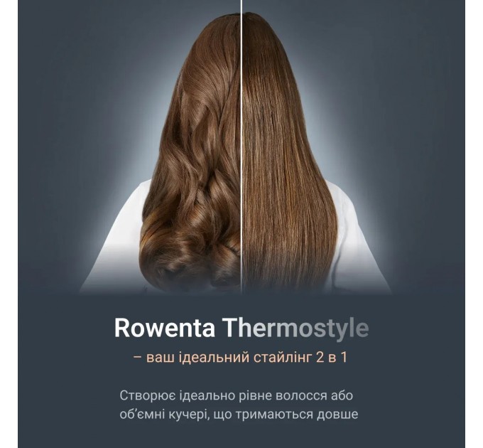 Випрямитель Rowenta Thermostyle, темп.режимов-5, 150-230С, дисплей, ионизация, керамика, титан, черно-серый