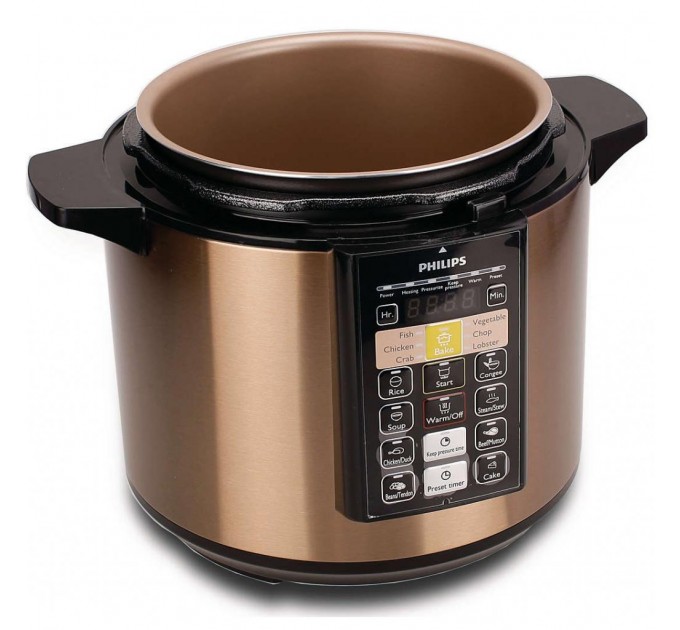 Мультиварка-скороварка Philips DailyCollection, 1000Вт, чаша-6л, электронное управл., нерж. сталь, черный