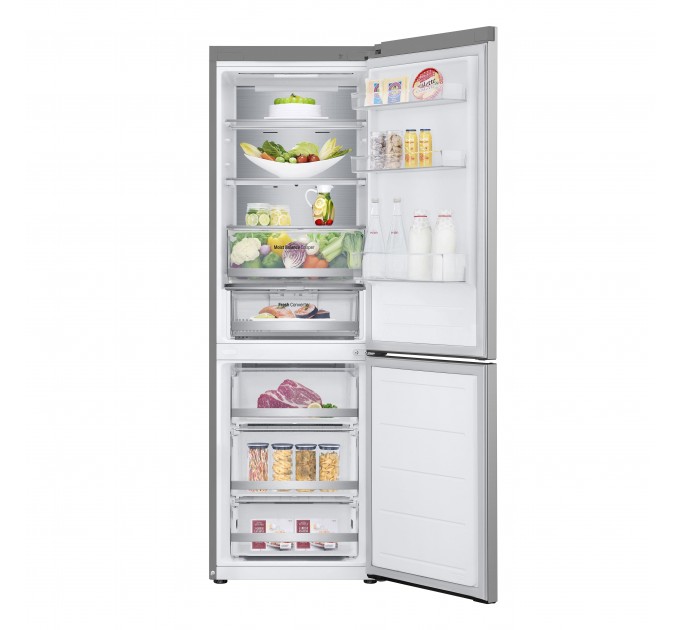 Холодильник LG с нижн. мороз., 186x60х68, холод.отд.-234л, мороз.отд.-110л, 2дв., E, NF, инв., диспл внешн., Fresh Сonverter, Metal Fresh, серебристый