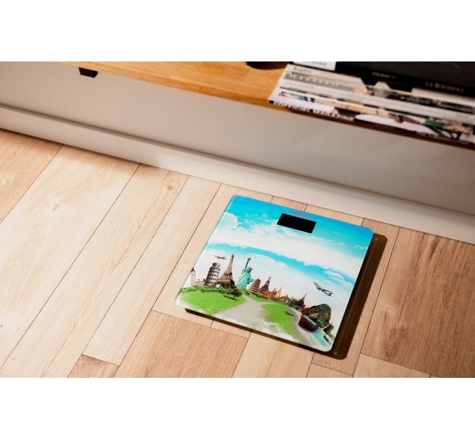 Весы ARDESTO напольные Travel, 150кг, AAAx2 в компл, стекло, многоцветные