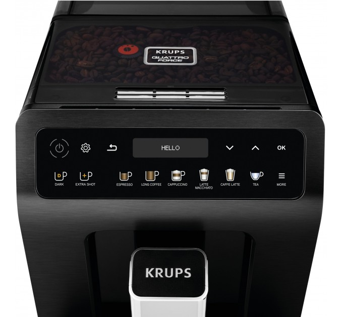 Кавомашина Krups Evidence Plus Titanium 2.3л, зерно, автомат.капучинатор, ОLED диспл, аторец. - 19, чорний