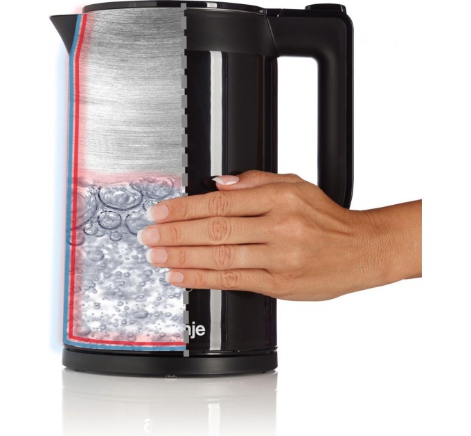 Электрочайник Gorenje 1.7л, двойные стенки, LED дисплей, Strix контроль, черный