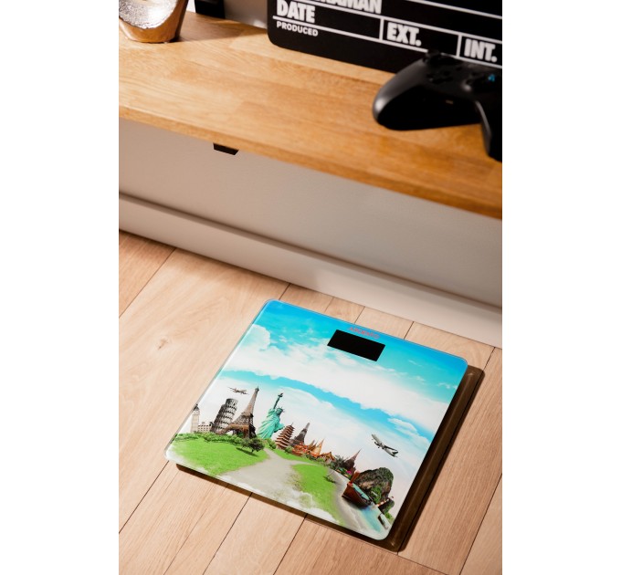 Весы ARDESTO напольные Travel, 150кг, AAAx2 в компл, стекло, многоцветные