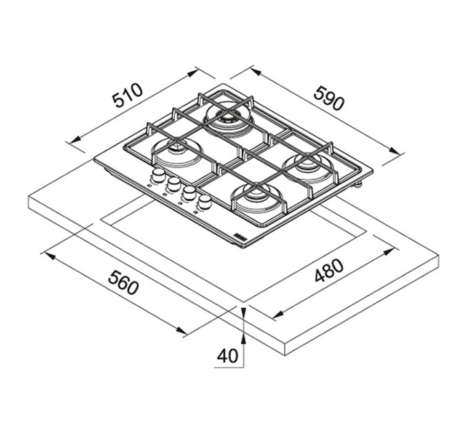 Варочная поверхность Franke газовая, 60см, чугун, нерж