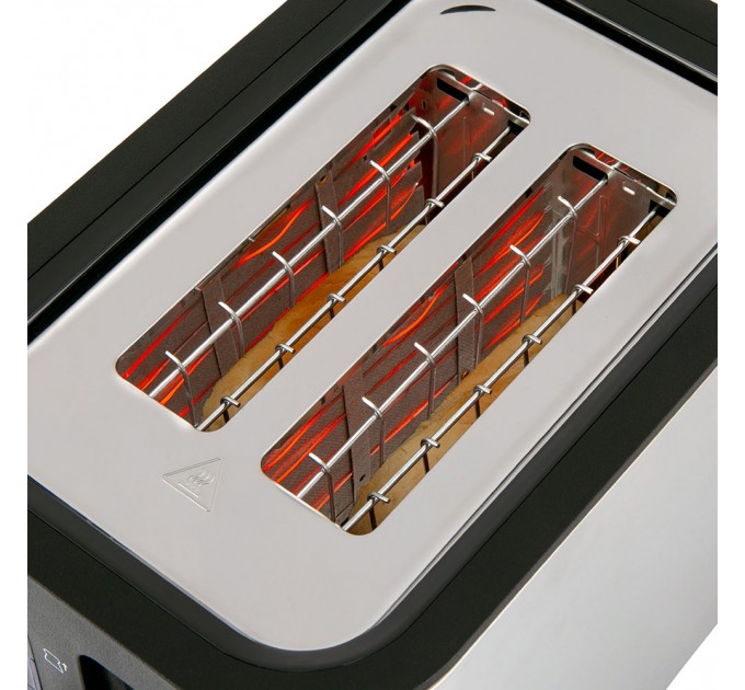 Тостер Russell Hobbs Heaton, нержавейка, подогрев,разморозка, черный+нерж