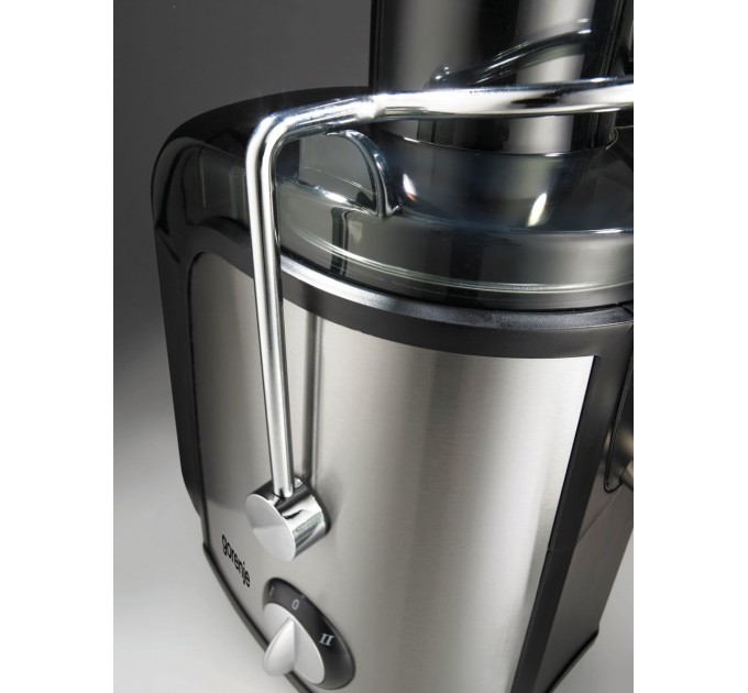 Соковыжималка Gorenje центробежная 800Вт, чаша-1.1л, жмых-1.5л, желоб на целое яблоко, пластик/металл, черный