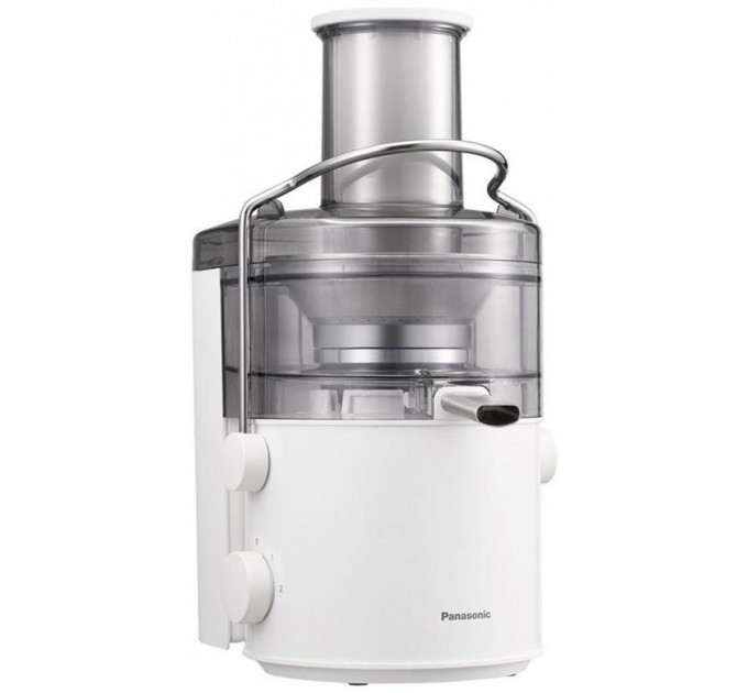 Соковыжималка Panasonic центробежная 1000Вт, чаша-1.5л, жмых-2л, желоб на целое яблоко, пластик/металл, белый