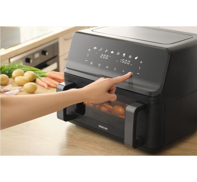 Мультипіч Sencor Dual Vita Fryer, 2700Вт, чаша-4.5+4.5л, сенсорне керув., 2 чаши, гриль, пластик, чорний