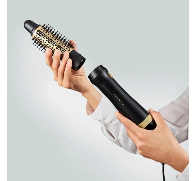 Фен-щетка Rowenta Express Style, 800Вт, режимов-3, иониз-я, хол. обдув, керамика, турмалин, черно-золотой