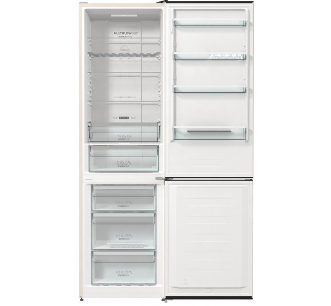 Холодильник з нижн. мороз. камерою Gorenje NRK6202AC4, 200х60х60см, 2 двері, 235( 96)л, А+, NoFrost+ , AdaptTech, Зона св-ті, LED Диспл зовнішній, ,бежевий