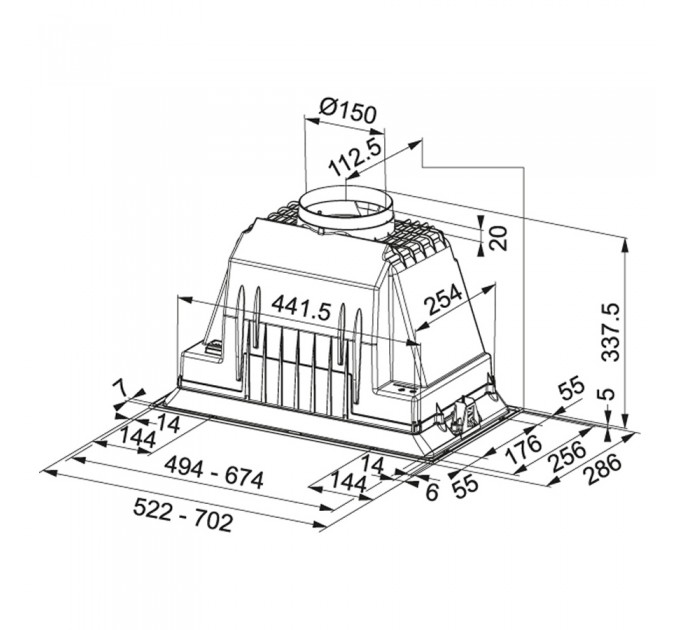 Вытяжка Franke встраиваемая, 70см, 580м.куб/ч, Inca Smart FBI705Plus, нерж