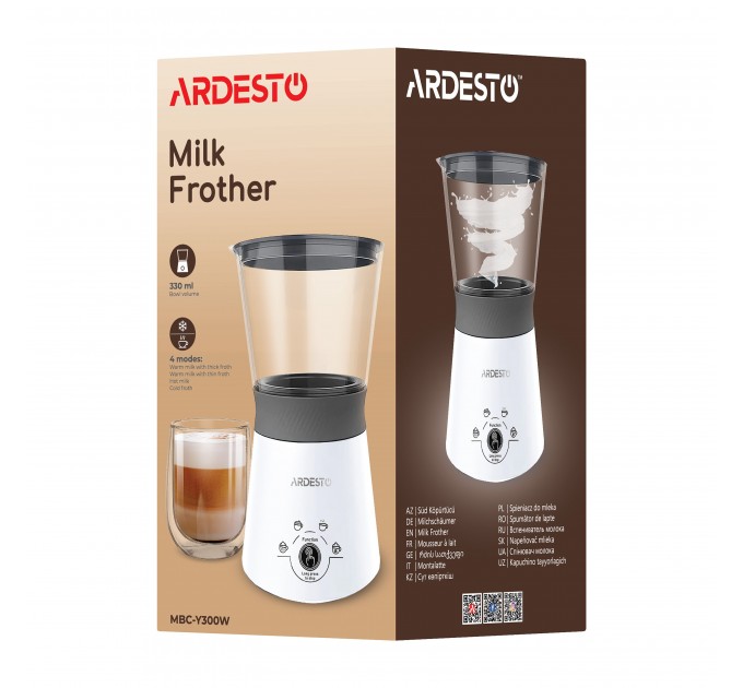 Спінювач-підігрівач ARDESTO 300Вт, ємність резервуару-330мл, білий