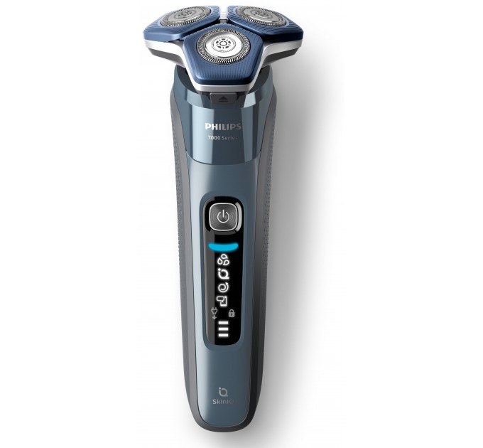 Бритва електр. Philips Series 7000 роторная, 9Вт, бритв.головок-3, Li-Ion, сух.+влажн., триммер, чехол, Bt., серо-синий