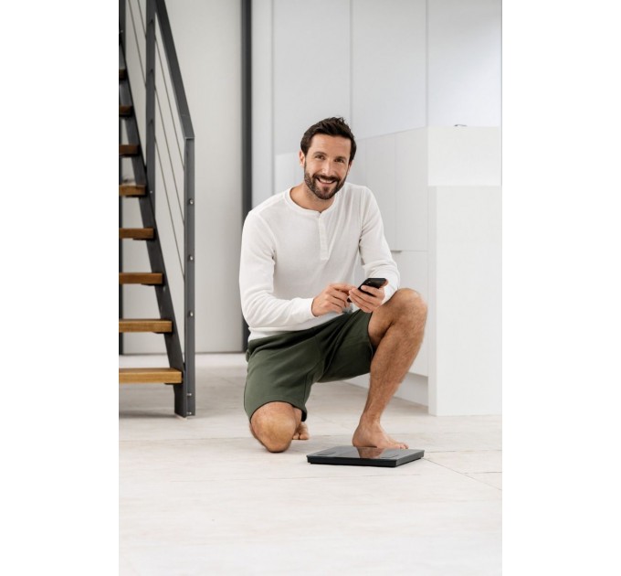 Ваги Beurer підлогові, 180кг, підкл. до смартфону, сенс. керування, AAAx3 в комплекті, скло, чорний