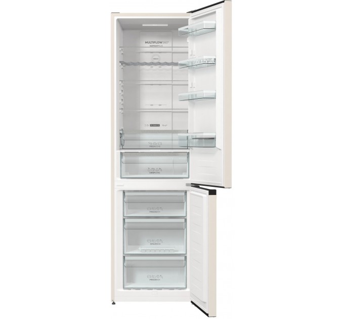 Холодильник з нижн. мороз. камерою Gorenje NRK6202AC4, 200х60х60см, 2 двері, 235( 96)л, А+, NoFrost+ , AdaptTech, Зона св-ті, LED Диспл зовнішній, ,бежевий