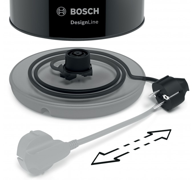 Электрочайник Bosch 1.7л, металл, черный