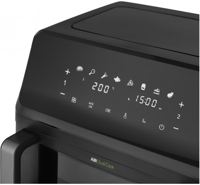 Мультипіч Sencor Dual Vita Fryer, 2700Вт, чаша-4.5+4.5л, сенсорне керув., 2 чаши, гриль, пластик, чорний