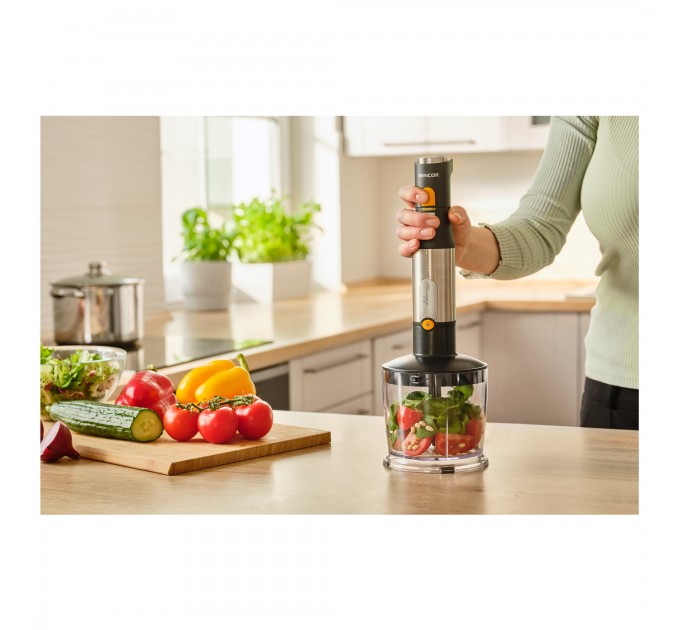 Блендер Sencor заглибний 1200Вт, 5в1, чаша-800мл, спінювач молока, чорний