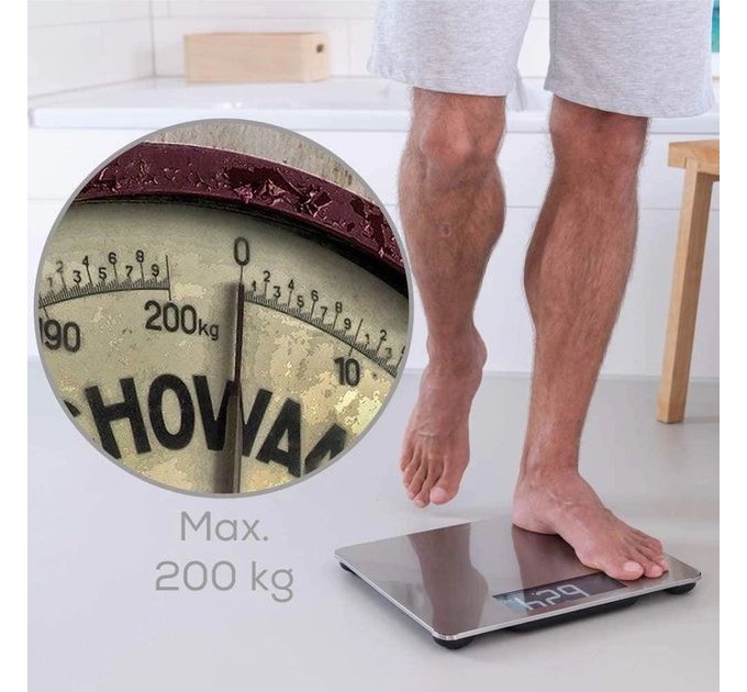 Весы Beurer напольные, 200кг, толщина 8мм, аnti-fingerprint, AAAx3 в компл, стекло/сталь, серый